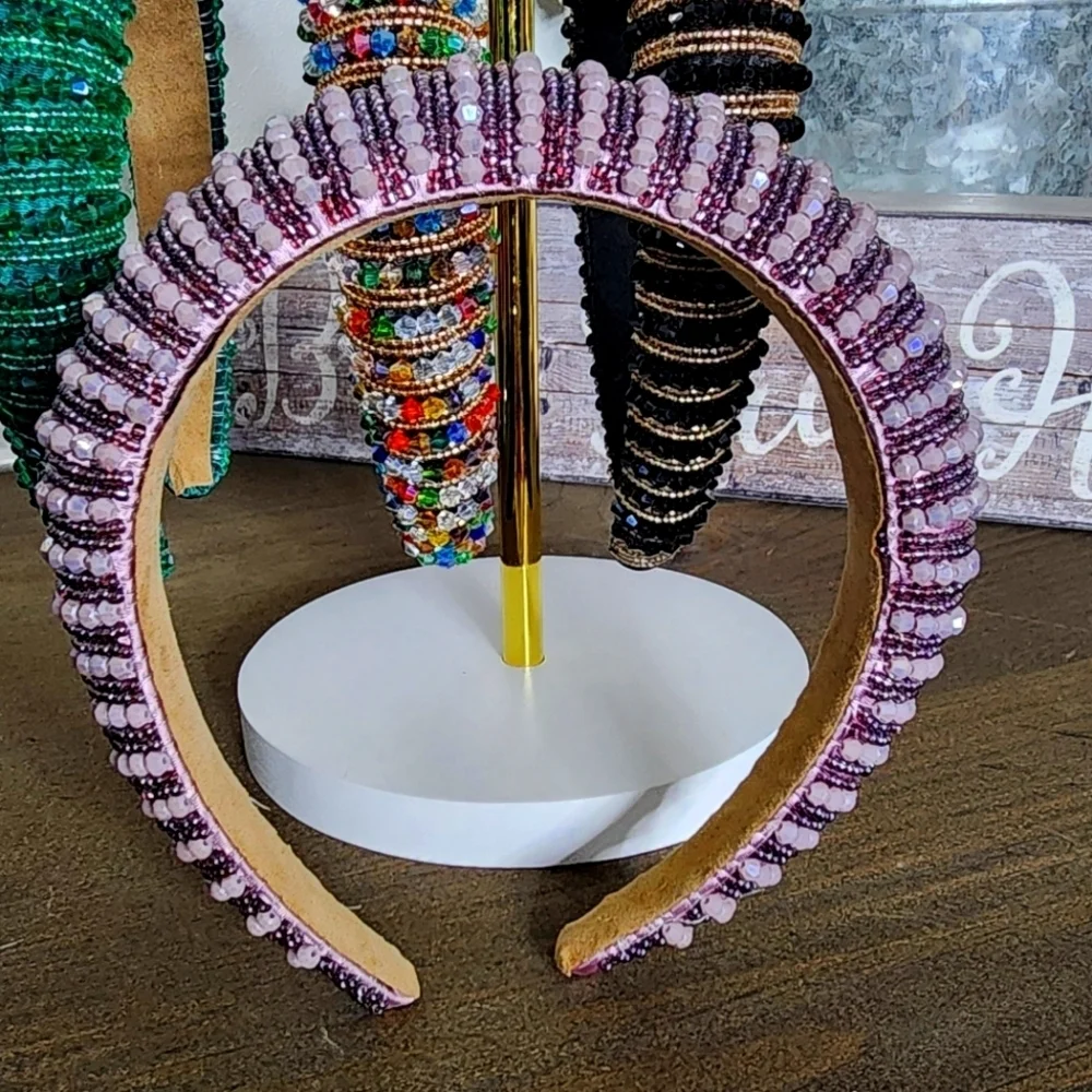 Elegant Beaded Headbands - Green, Multicolor, Purple, Black & Gold
